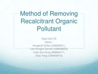 Method of Removing Recalcitrant Organic Pollutant