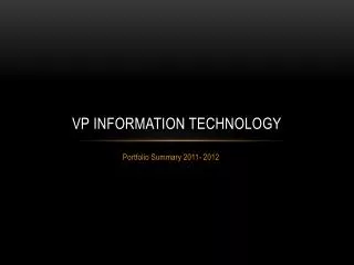 VP Information Technology