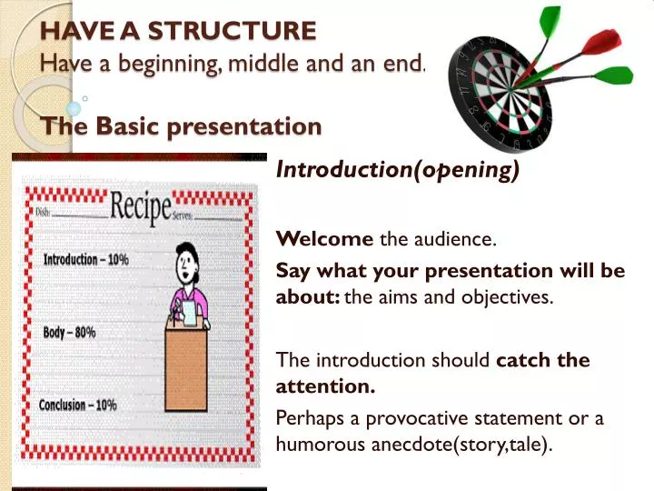 have a structure have a beginning middle and an end the basic presentation