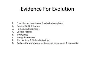 Evidence For Evolution