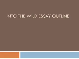 Into the Wild Essay Outline