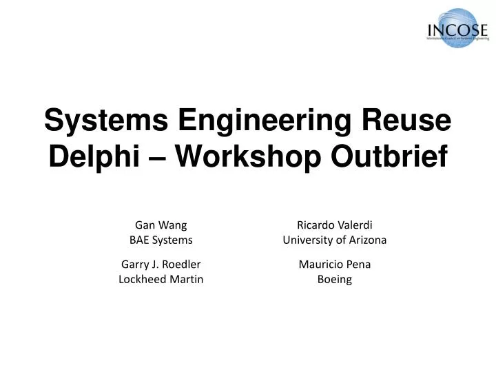 systems engineering reuse delphi workshop outbrief