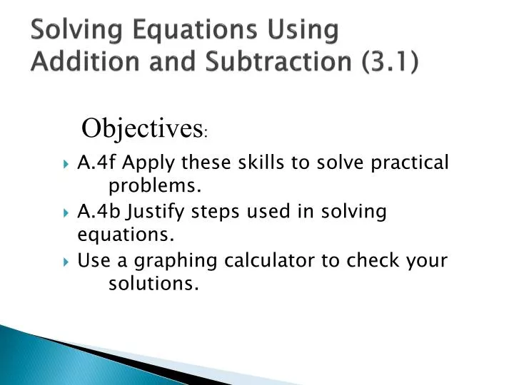 solving equations using addition and subtraction 3 1