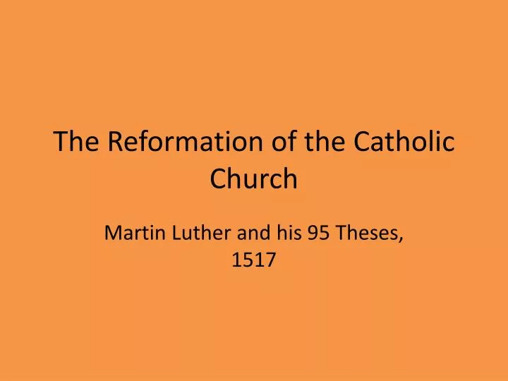 the reformation of the catholic church