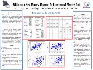 Validating a New Memory Measure: An Experimental Memory Task