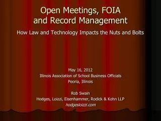 Open Meetings, FOIA and Record Management