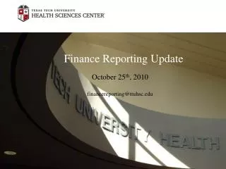 Finance Reporting Update
