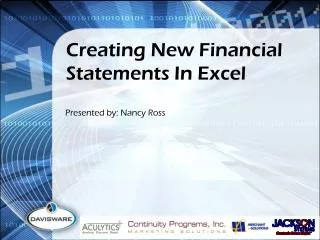 Creating New Financial Statements In Excel