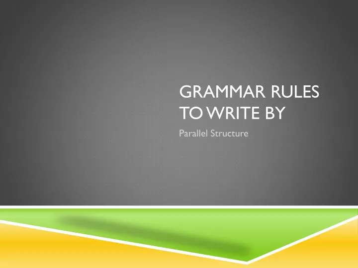 grammar rules to write by
