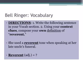 Bell Ringer: Vocabulary