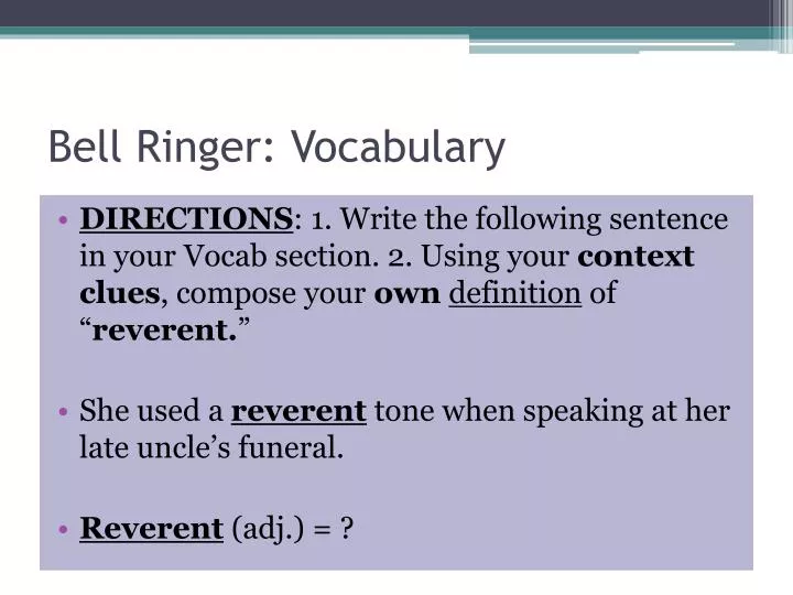 bell ringer vocabulary