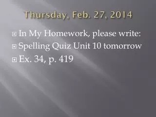 thur sday feb 27 2014