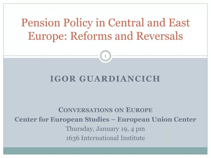 pension policy in central and east europe reforms and reversals