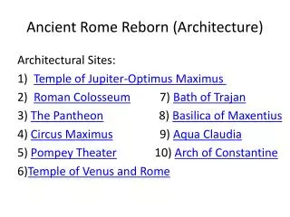 Ancient Rome Reborn (Architecture)