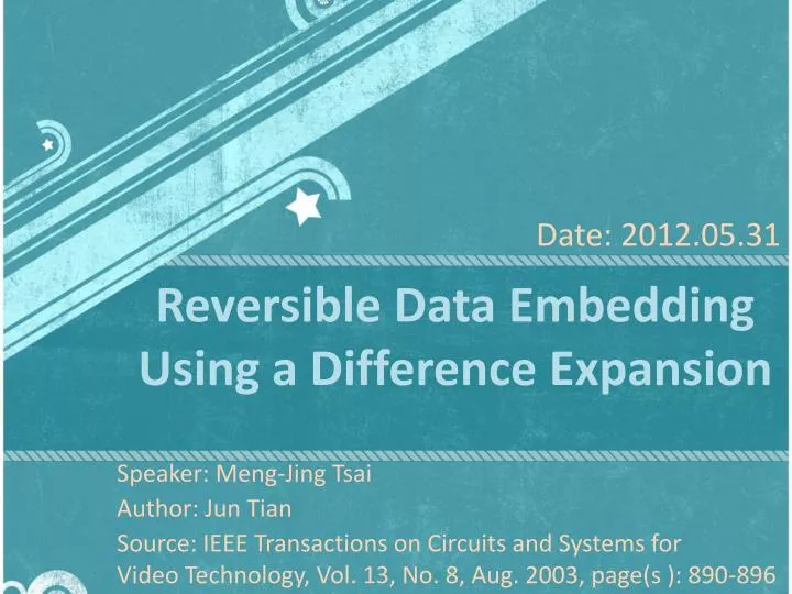 reversible data embedding using a difference expansion
