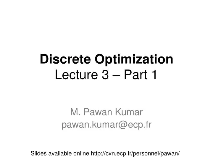 discrete optimization lecture 3 part 1