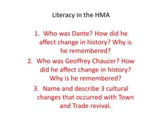 Literacy in the HMA