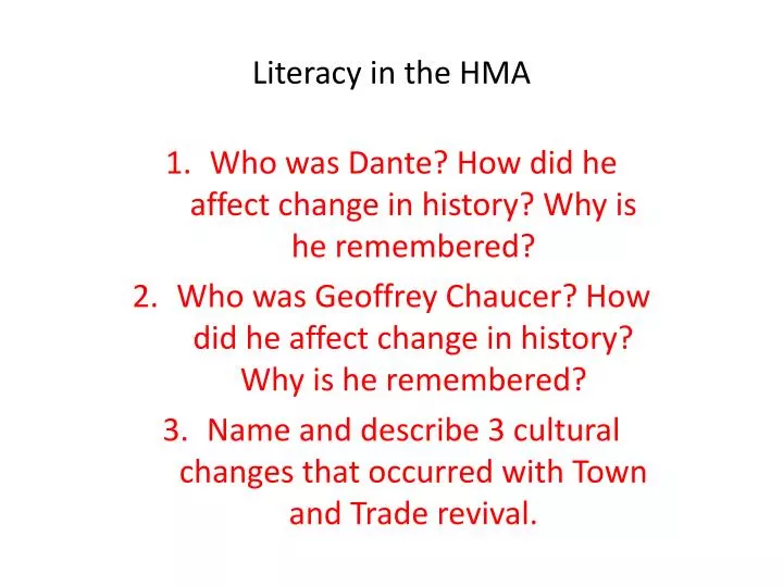literacy in the hma