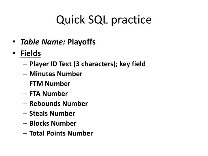 quick sql practice