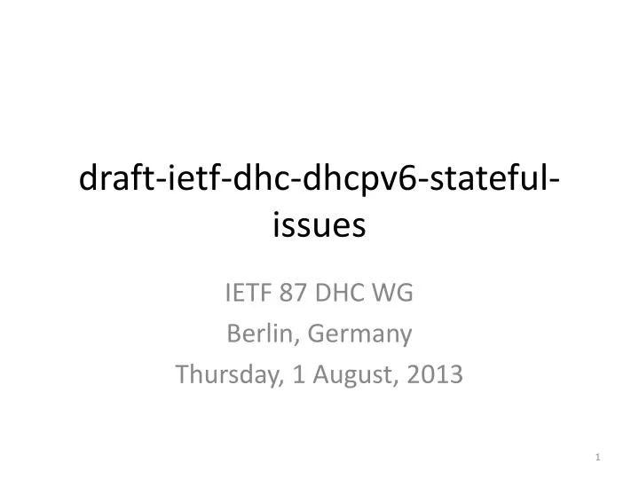 draft ietf dhc dhcpv6 stateful issues