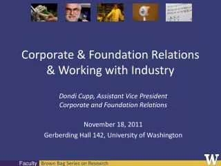 Corporate &amp; Foundation Relations &amp; Working with Industry