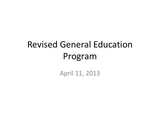 Revised General Education Program