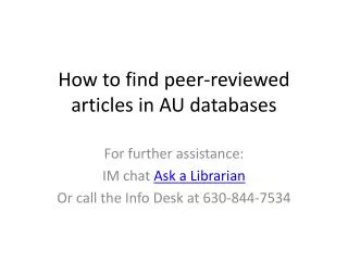 How to find peer-reviewed articles in AU databases