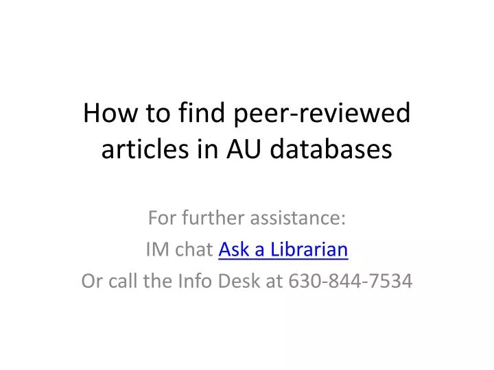 how to find peer reviewed articles in au databases