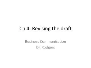 Ch 4: Revising the draft