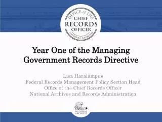 Year One of the Managing Government Records Directive
