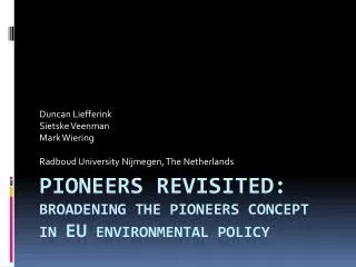 pioneers revisited: broadening the pioneers concept in EU environmental policy