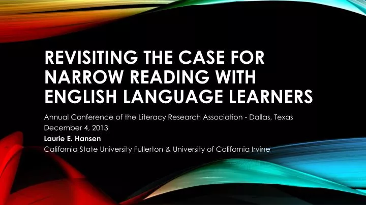 revisiting the case for narrow reading with english language learners