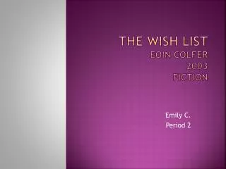 The Wish List Eoin Colfer 2003 Fiction