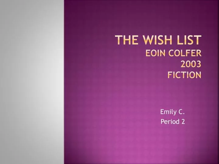 the wish list eoin colfer 2003 fiction
