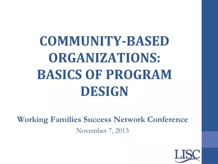 community based organizations basics of program design