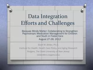 Data Integration Efforts and Challenges