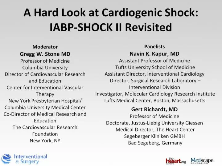 a hard look at cardiogenic shock iabp shock ii revisited