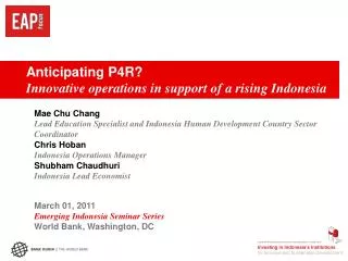 Anticipating P4R? Innovative operations in support of a rising Indonesia