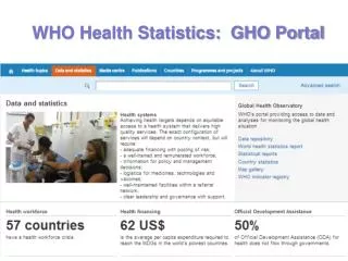 WHO Health Statistics: GHO Portal