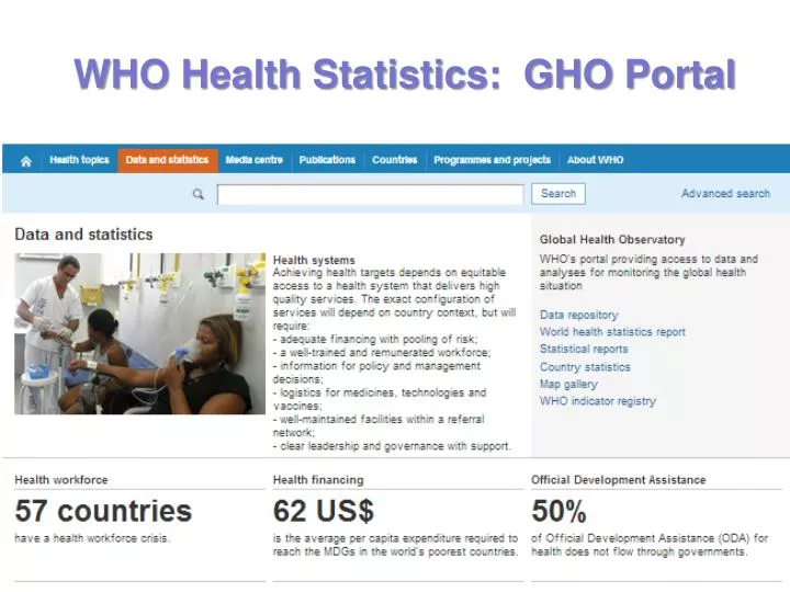 who health statistics gho portal