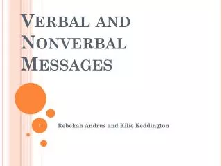 Verbal and N onverbal Messages