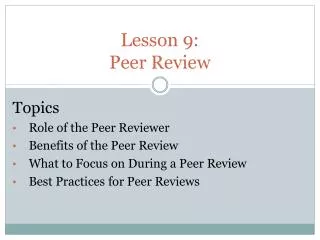 Lesson 9: Peer Review