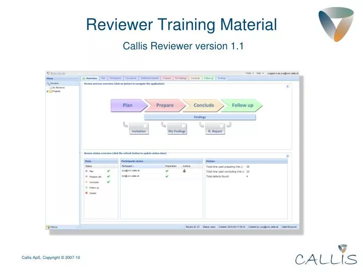 reviewer training material callis reviewer version 1 1