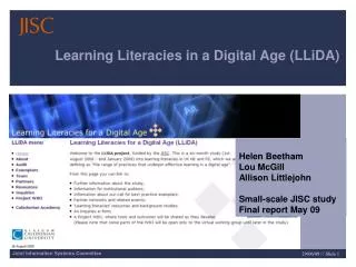 Learning Literacies in a Digital Age (LLiDA)