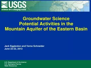 Groundwater Science Potential Activities in the Mountain Aquifer of the Eastern Basin