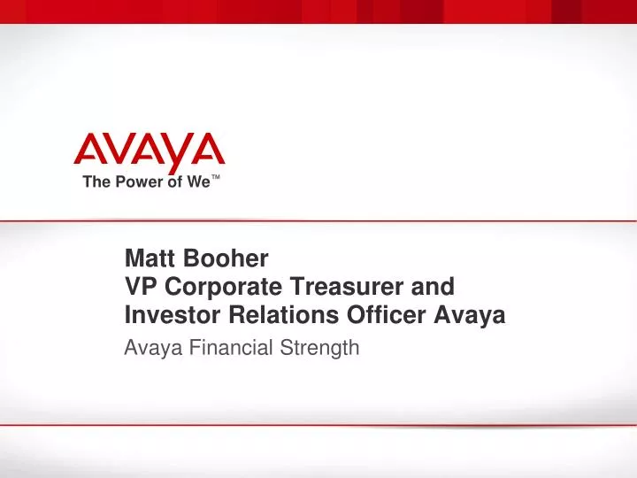 matt booher vp corporate treasurer and investor relations officer avaya