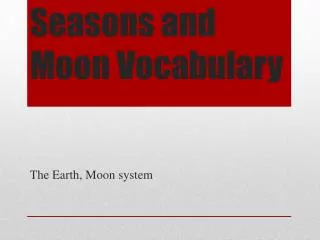 Seasons and Moon Vocabulary