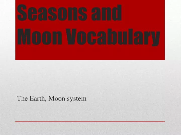 seasons and moon vocabulary