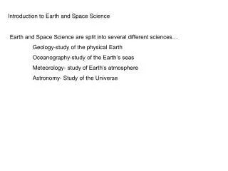 Introduction to Earth and Space Science