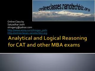 Analytical and Logical Reasoning for CAT and other MBA exams